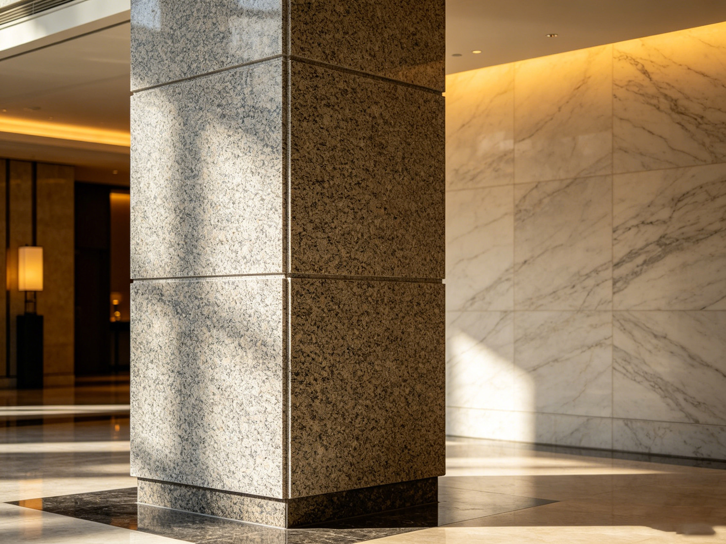 5-Star Hotel Lobby Stone Design Luxury from Floor to Column