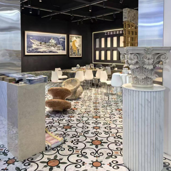 Classic Vintage Marble Waterjet pattern For the showroom Retro Waterjet Medallion for Flooring Antique Waterjet Marble Inlay-2