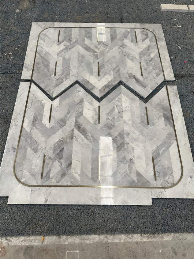 Grey Fish Belly Marble Waterjet Medallion with Aluminum Honeycomb Backing(1)