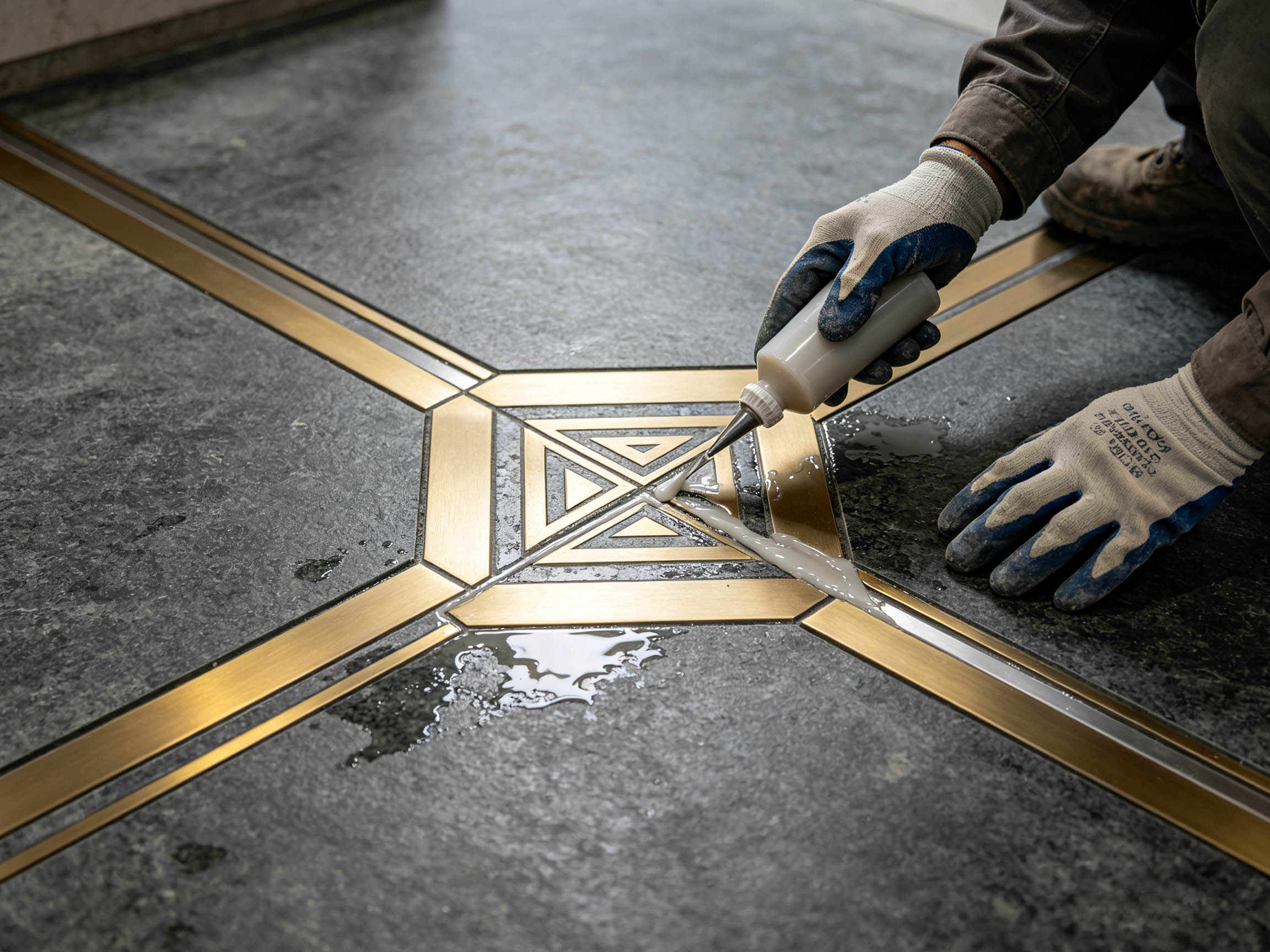 Waterjet Metal Inlay Turning Floors into Artworks(2)